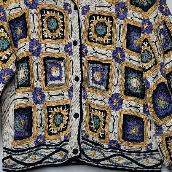 Peruvian Connection Handmade Pima Cotton Knit Cardigan Size Small - Picture 4 of 13